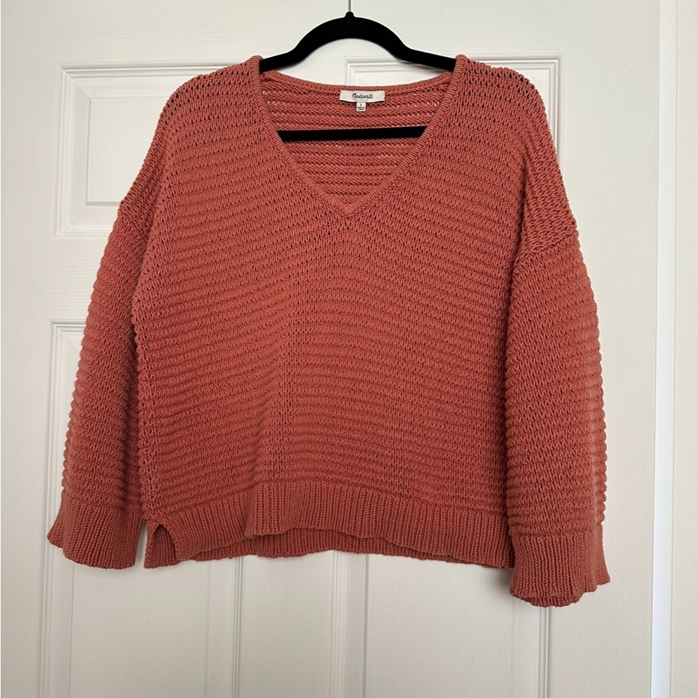 Madewell Orange Crochet sweater in size Large